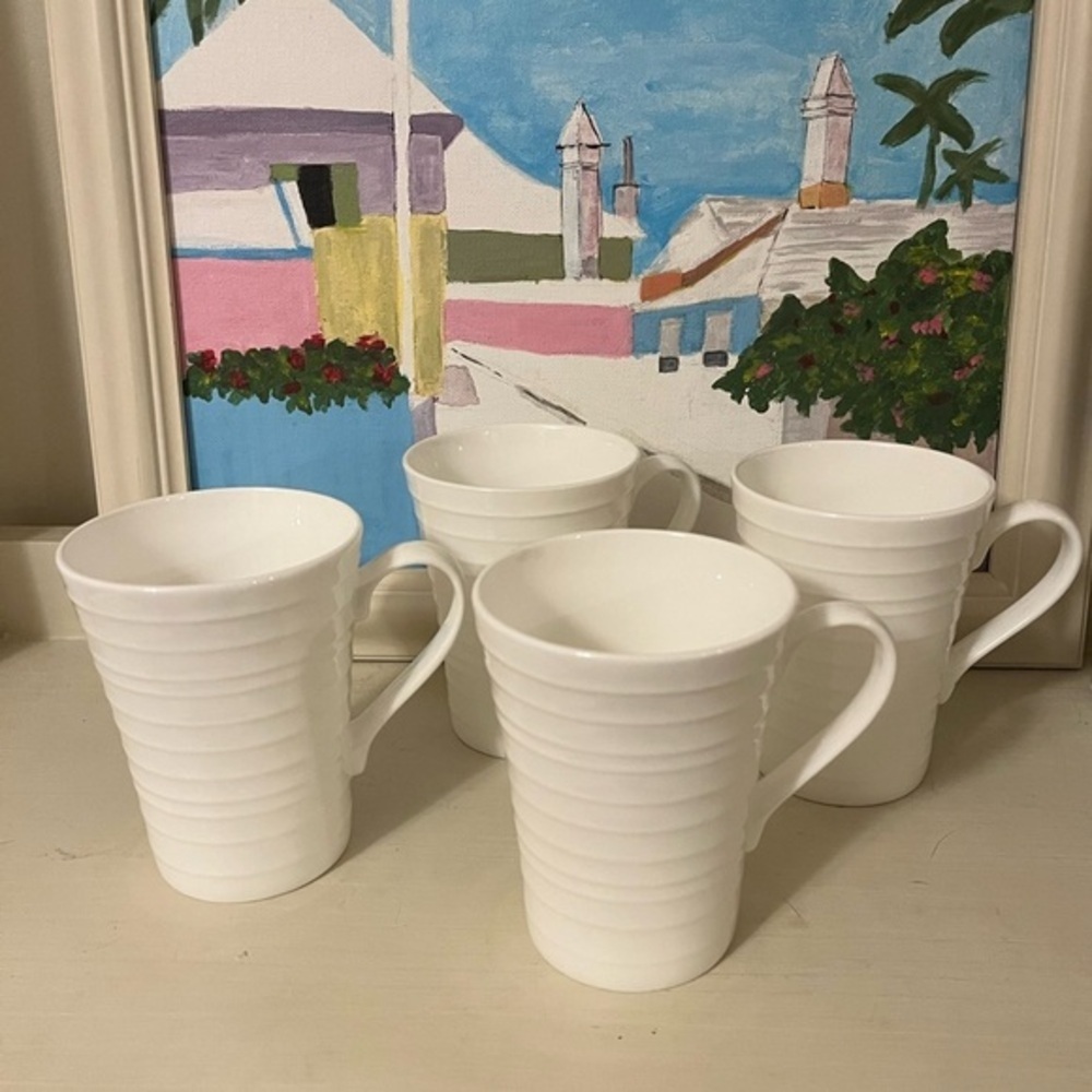 Mikasa Ciara Elegant White Ceramic 10 oz. Mugs Set of Four - Picture 7 of 15